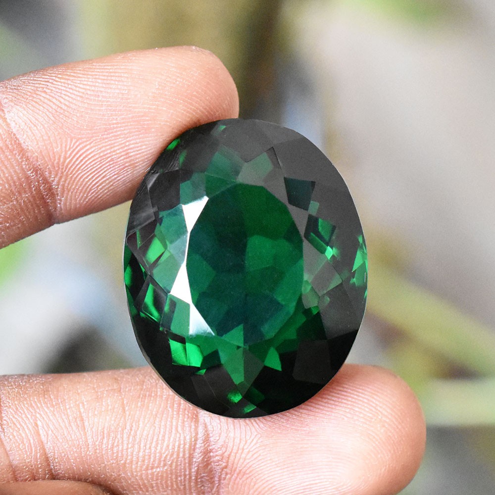CERTIFIED 85Ct Oval Shape BRAZILIAN Green Garnet LAB-CREATED Loose Gemstone