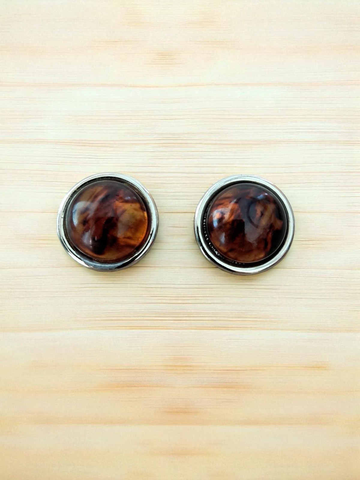 Vintage 1940s-1970s Bergere Amber Clip-On Earrings