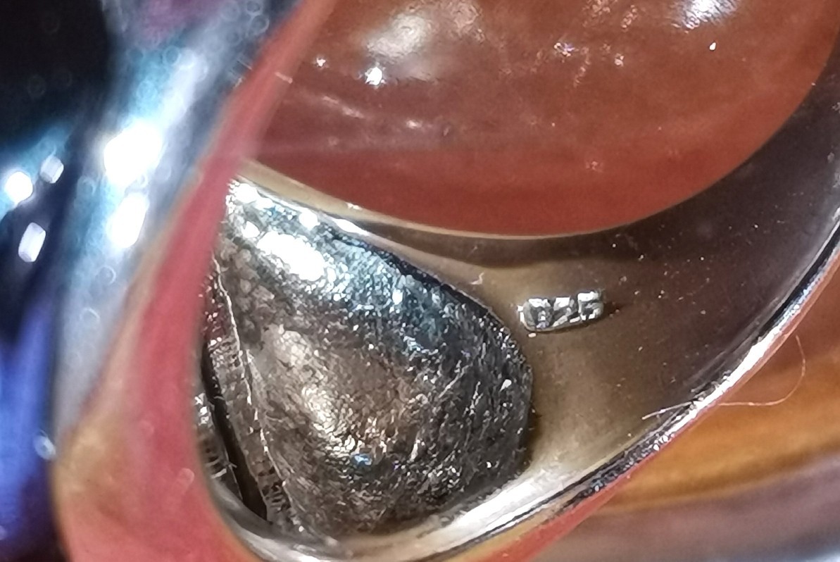 NEW Large Purple Cabochon Ring 23.7 gr. 925 Sterling Silver Size 9 – 9.5 in Box