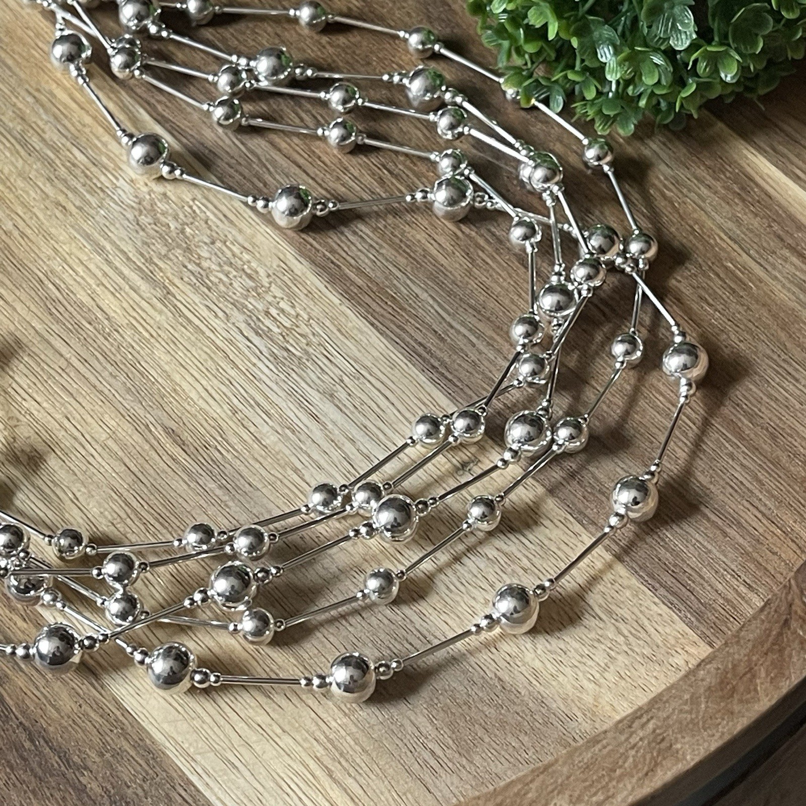 925 STERLING Silver Graduated bead 5 Strand Necklace 18/24 Inch -2 Inch Extender