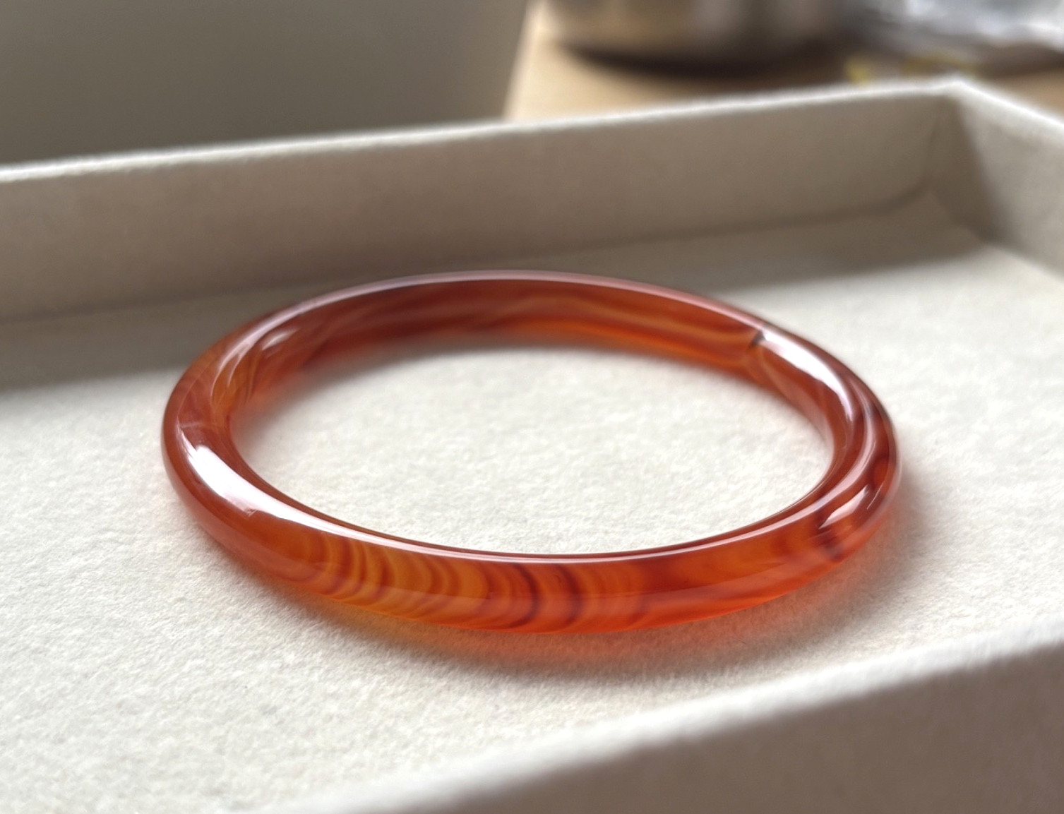61mm Carnelian Agate Bangles Bracelets Orange Lace Agate Banding