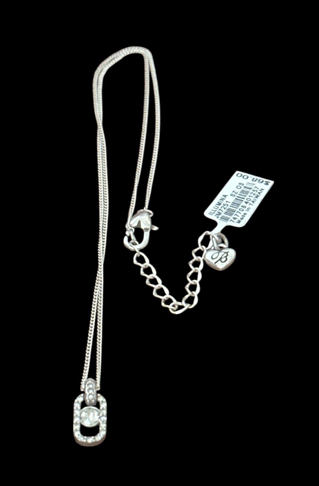 Brighton Illumina lights allure Necklace- silver color- rectangular-petite