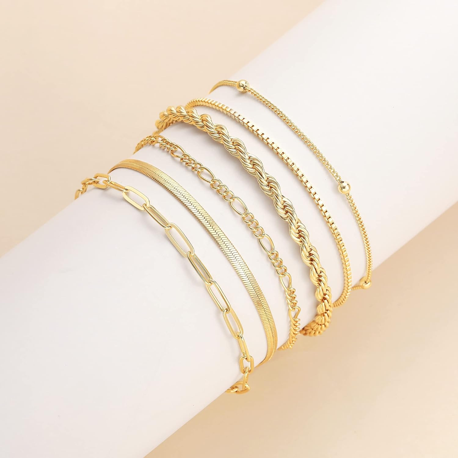 Pulseras Chapadas en Oro 14K Mujer Resistentes al Agua Moda Juego Accesorios