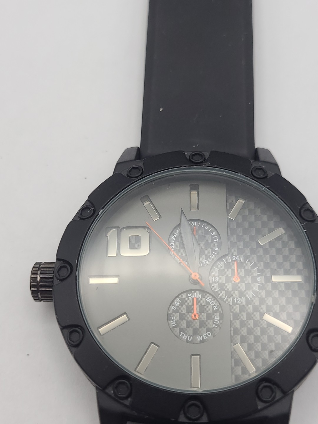 Mossimo Right Handed Black Dial Black Band Mens Quartz Watch New Battery Working