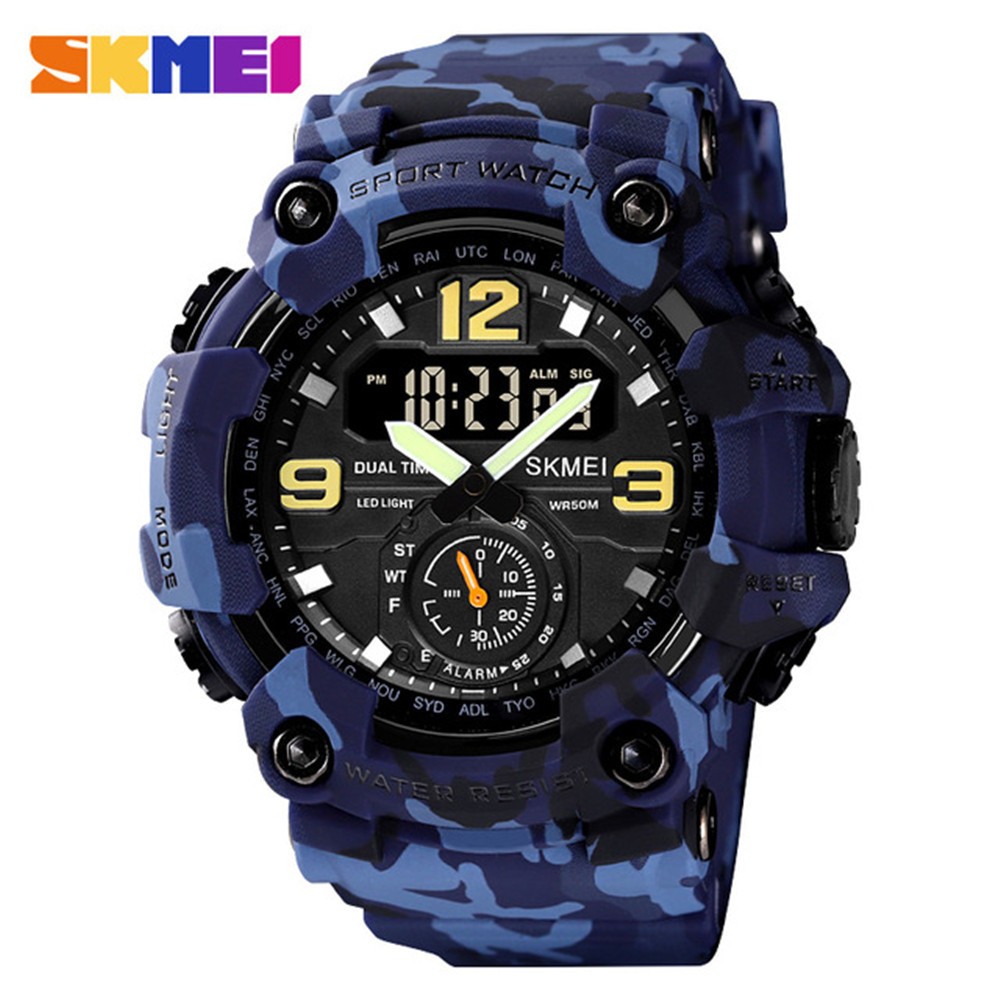 SKMEI Men Watch Shockproof Wristwatch Military Army Green Sport Digital Watches