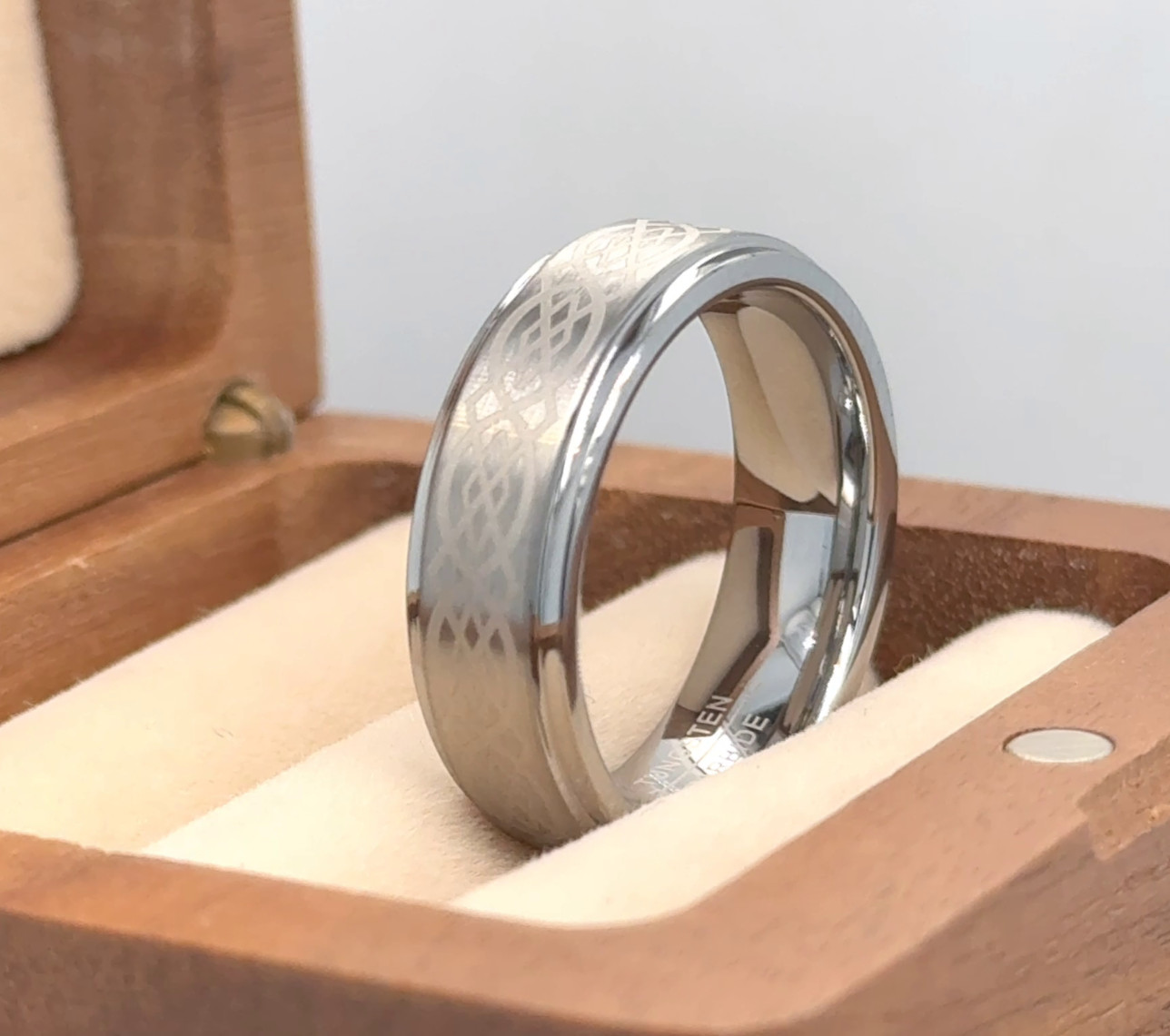 Celtic Pattern Daily Wear Ring Celtic Anniversary Band Tungsten Wedding Ring
