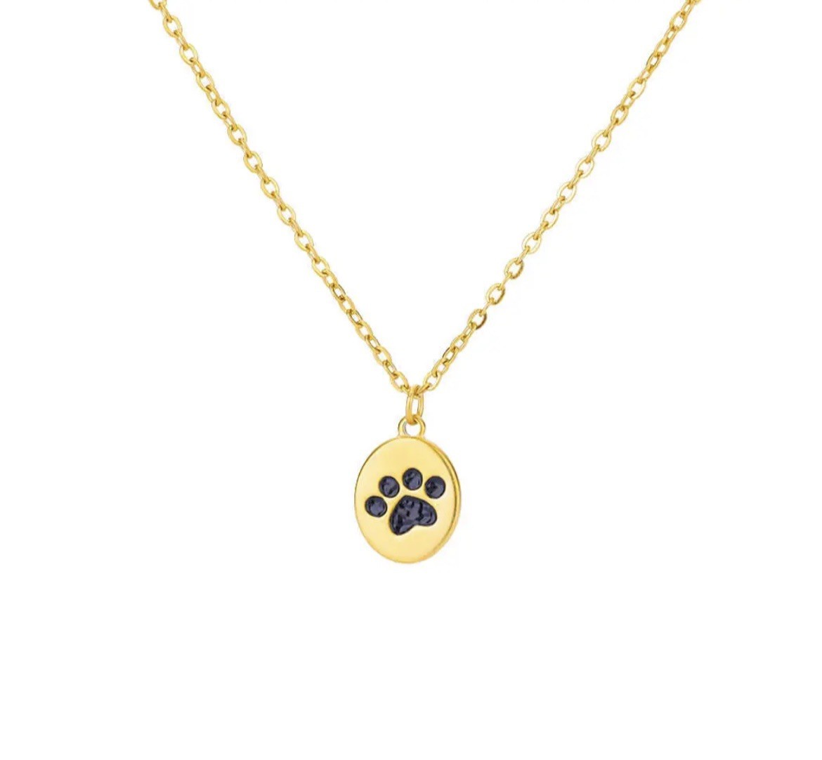 Gold Plated Pendant Animal Paw Print Necklace Engraved Pet Dog/Cat Jewelry Gift