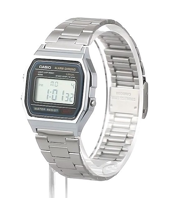 Casio A158WA-1JH Classic Digital Watch Silver Stainless Steel Alarm Japan