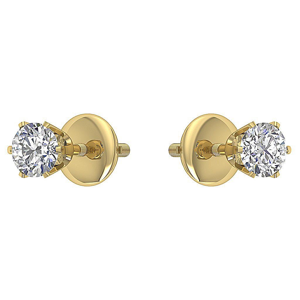 0.50Ct Solitaire Studs Earrings Round Diamond 14K White Yellow Rose Gold 4.30 mm