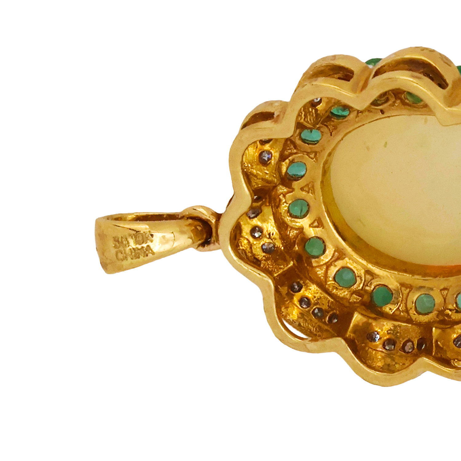 10K Gemstone & Diamond Cluster Pendant