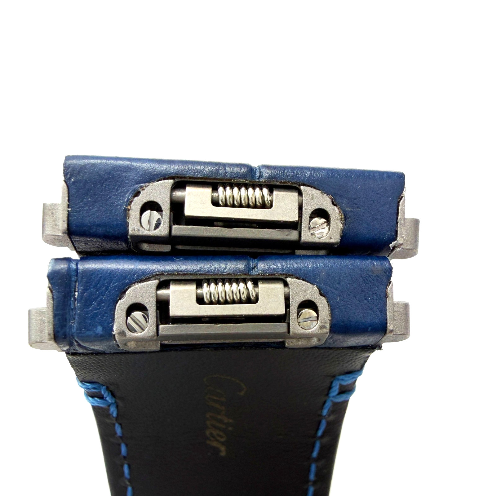 Cartier Santos KDAULABU 21x18mm Dark Blue Alligator Leather Watch Strap