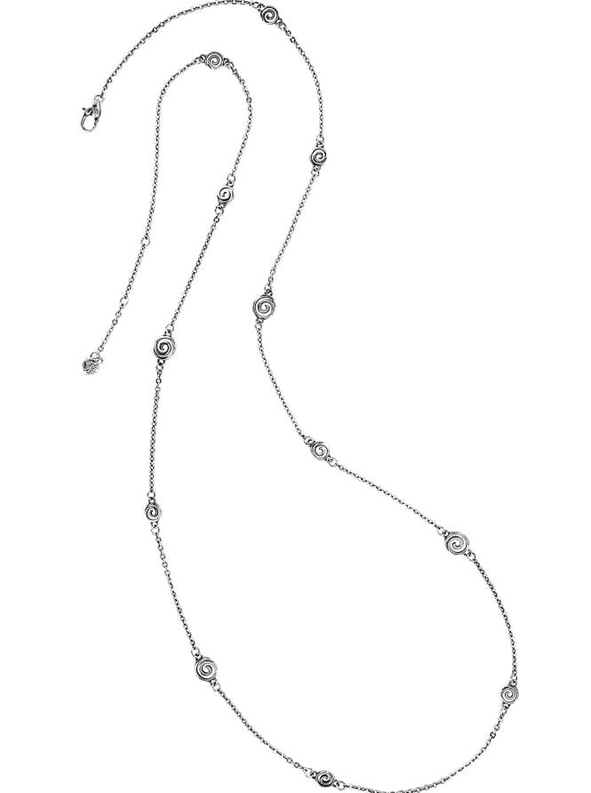 NWT Brighton VERTIGO MINI Multi Swirl Disc Silver LONG Strand Necklace MSRP $72