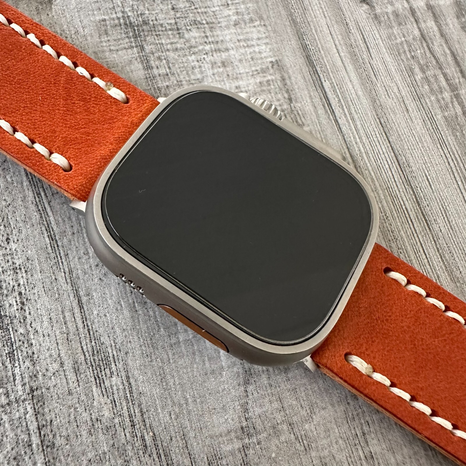 For NEW Apple Watch Ultra 1 2 49mm Dark Orange Leather watch Band Strap