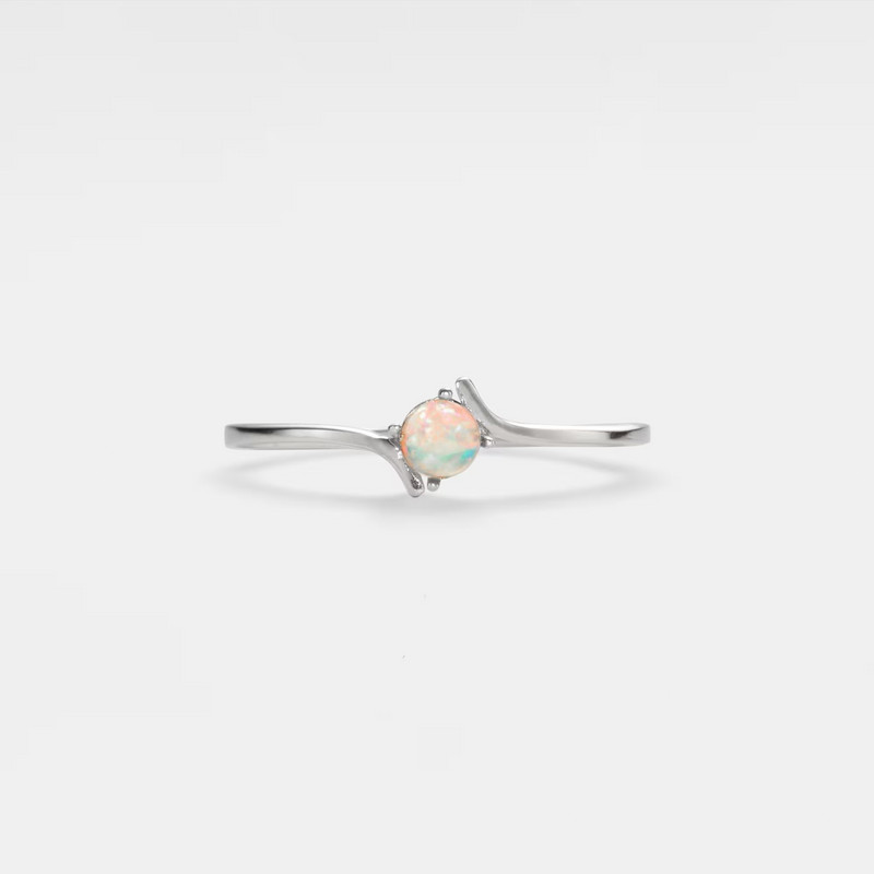 Dainty Natural Opal Stacking Thin Ring in 925 Sterling Silver