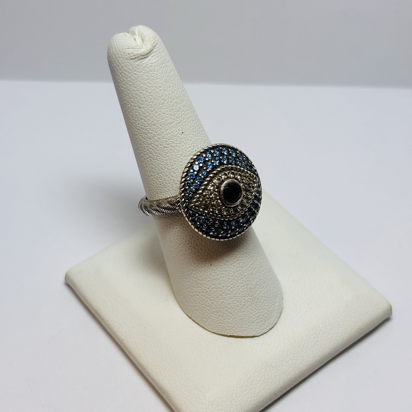 Judith Ripka Sterling 925 Silver Evil Eye Cubic Zirconia Ring Size 8 – .31