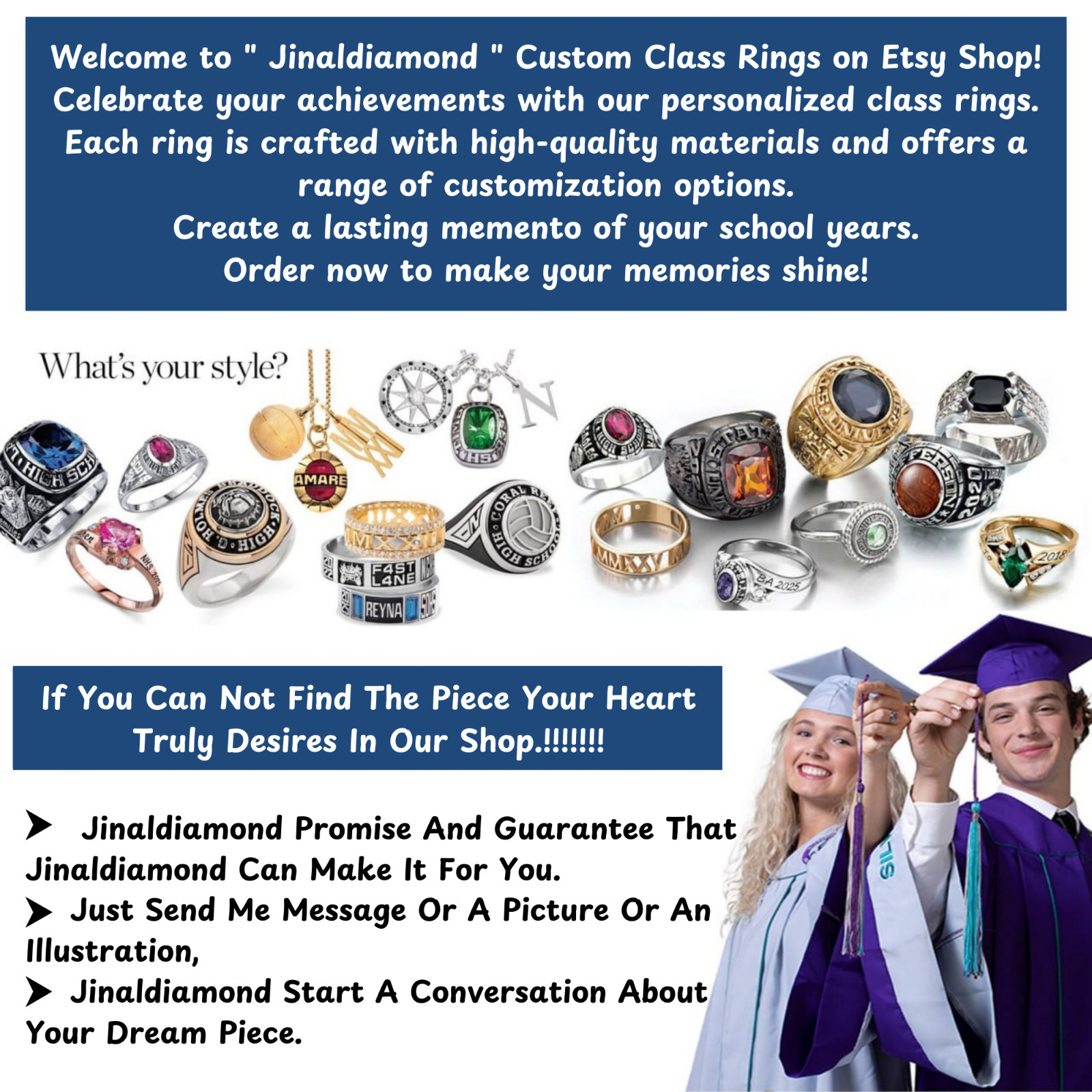 Order Now For 2026 Graduation Women High School Class Ring Custom Oval Gemstone