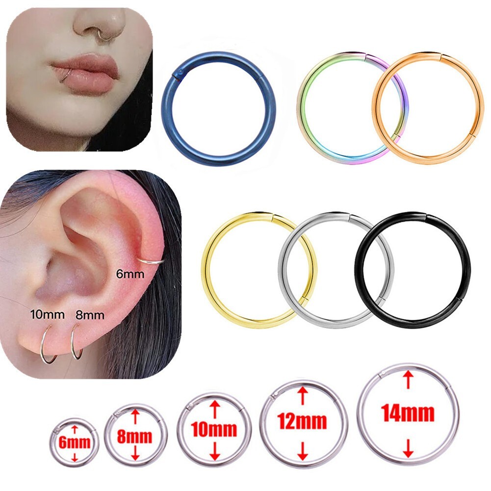 1Pc Seamless Hinged Segment Sleeper Clicker Ring Hoop Ear Lip Nose Septum Pierce