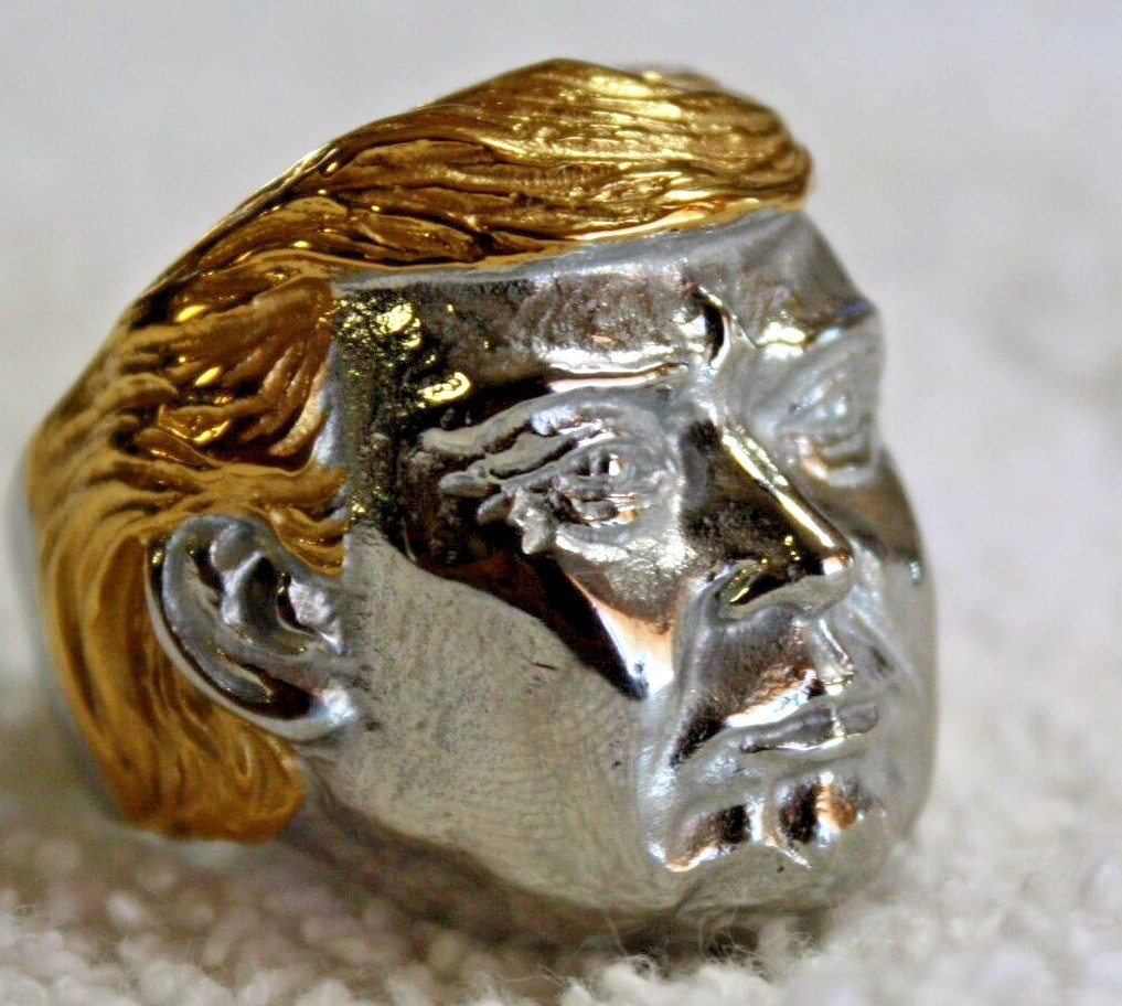 President – Donald Trump Gold Hair Ring, Stainless Steel, Size 7 thru 15