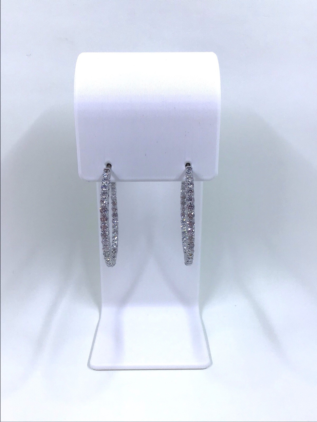 14K WG 2.75ct Inside Outside Diamond Hoop Earrings