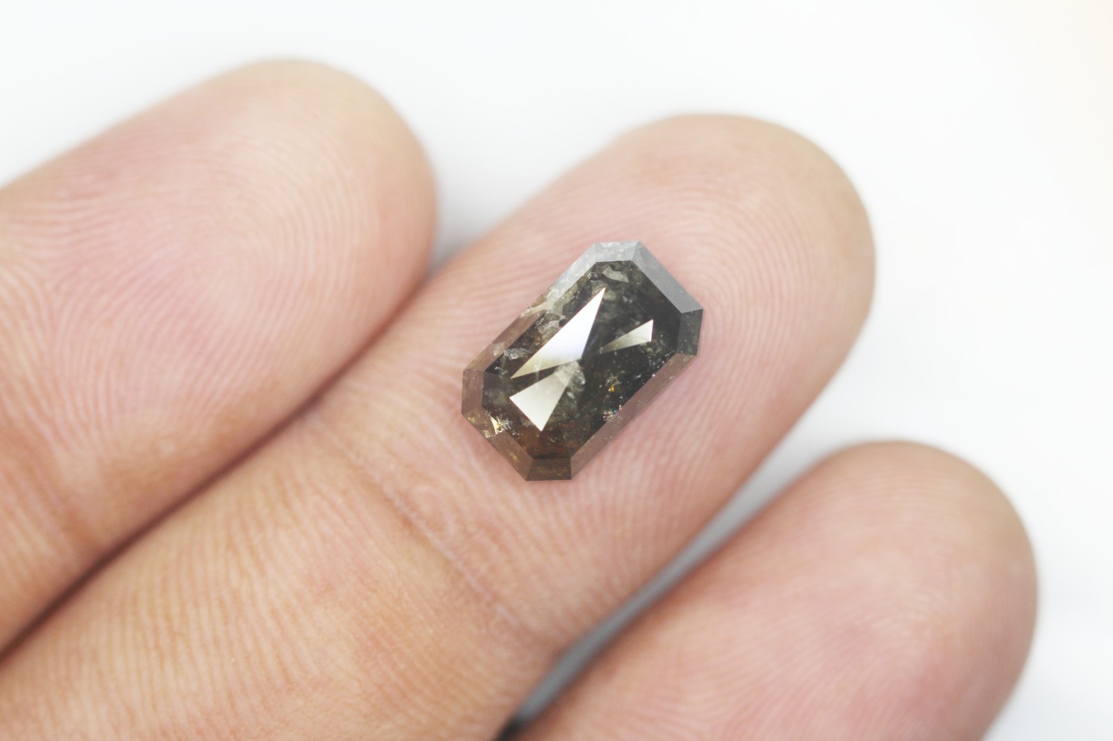 5.59 Ct Natural Loose Emerald Diamond Grey Color Emerald Shape Rustic Diamond