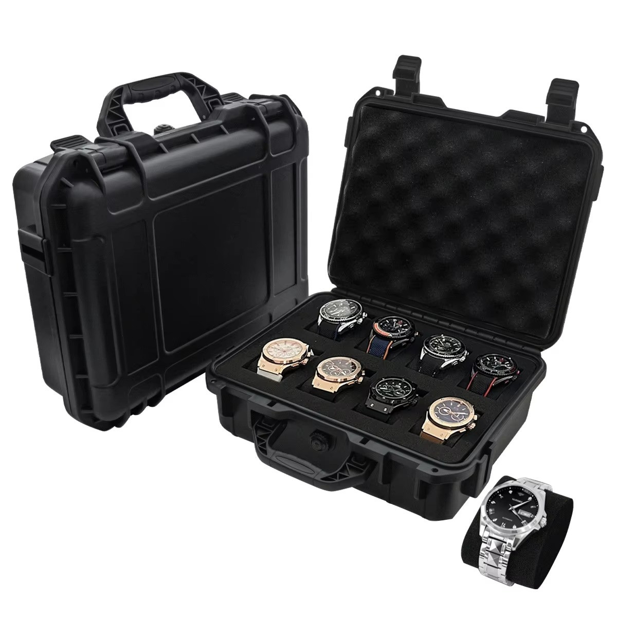 Waterproof Watch Storage Case 8 Slot Travel Watch Box Protective Organizer
