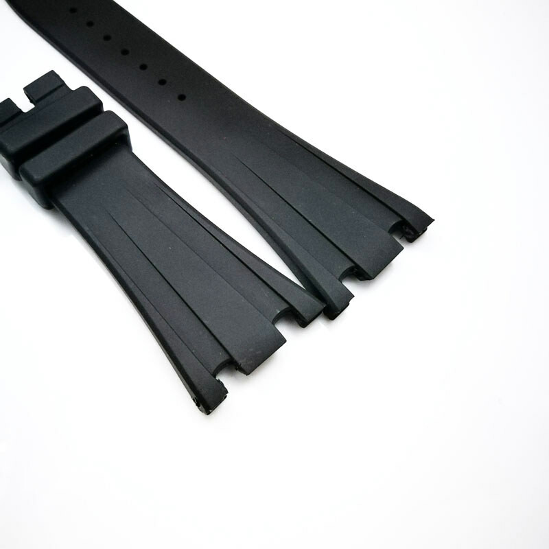 28mm / 18mm Black Rubber Strap Band for AP Royal Oak Offshore 42mm Model