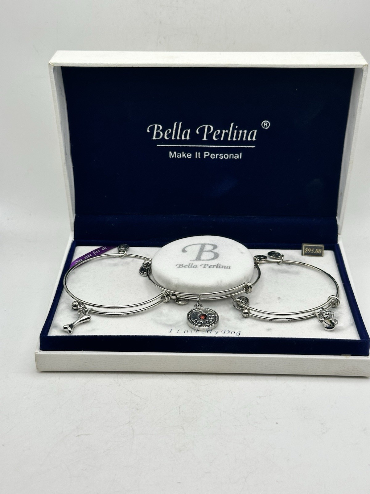 Bella Perlina Charm Bracelet Trio I Love My Dog Series Stainless Steel
