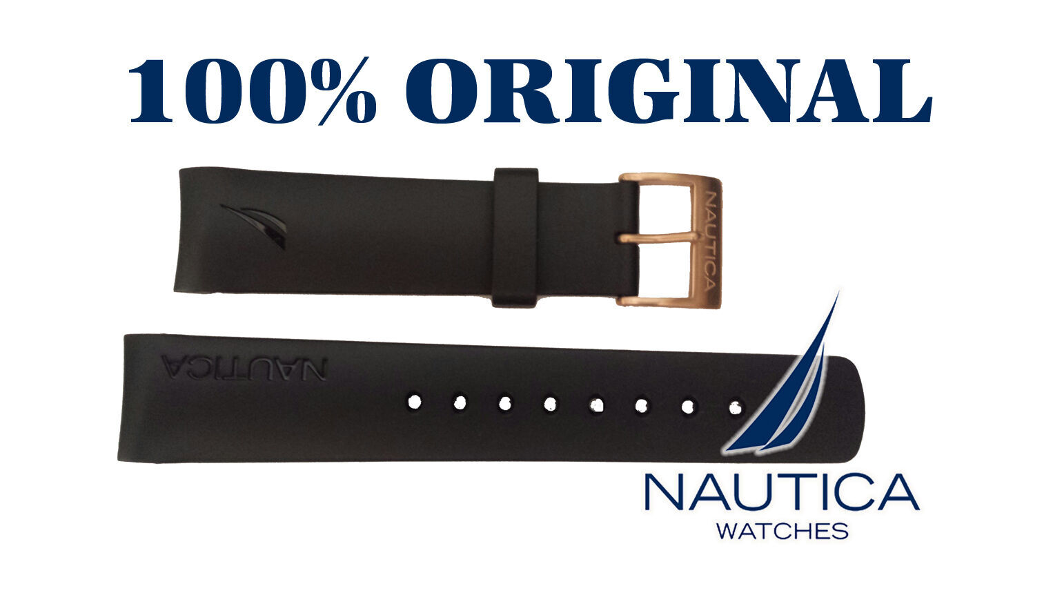 22 mm Authentic NAUTICA NTC Men’s NST Silicone Rubber Watch Band Strap