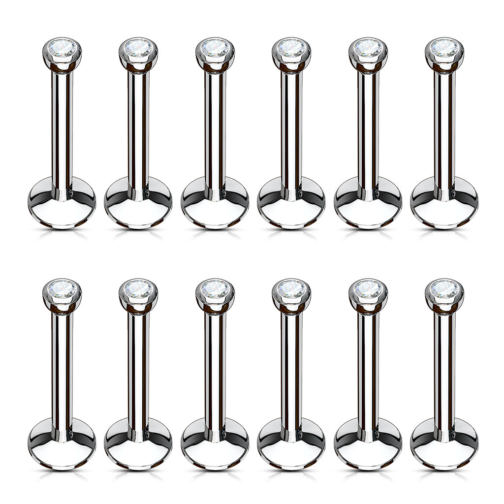 10pcs Internally Threaded Clear Gem Labrets Wholesale Body Jewelry Monroes
