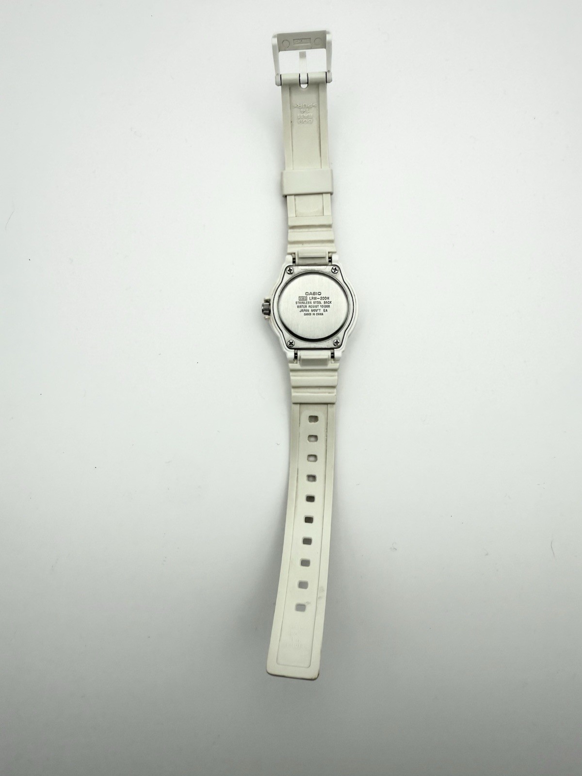 Casio LRW-200H Quartz 100M Diver Watch Date Black Dial White Resin Strap
