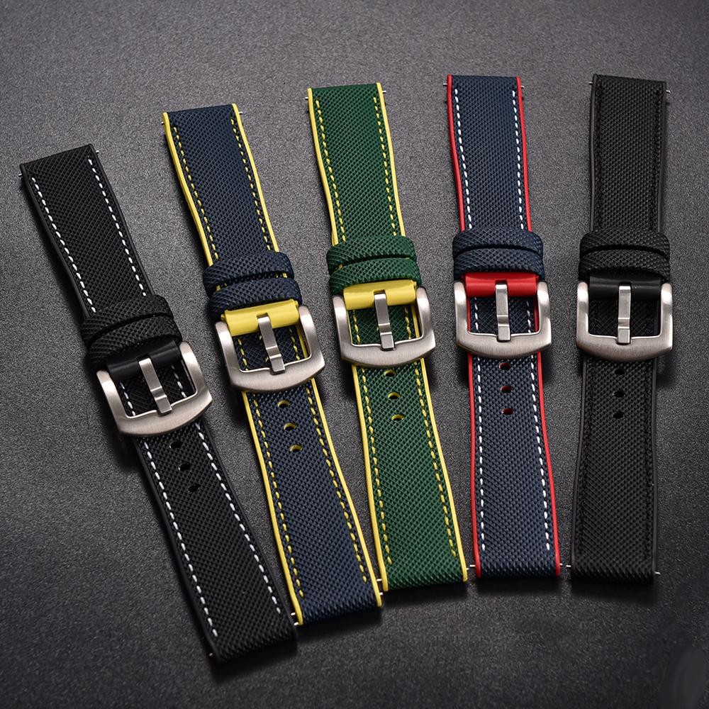 18-24mm Hybrid FKM Watch Strap Fluoro Rubber Watchband Soft Straps Quick Release