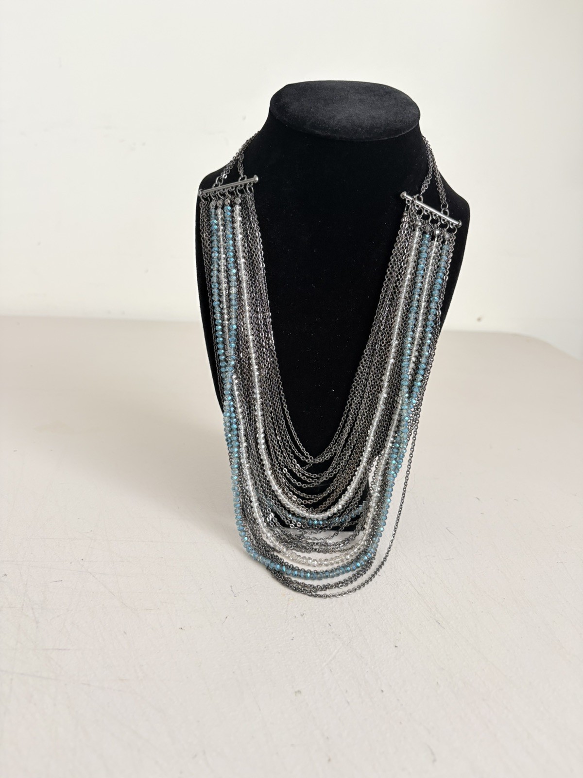 Macy’s Inc International Concepts Multi Strand Bead & Gunmetal Chains Necklace
