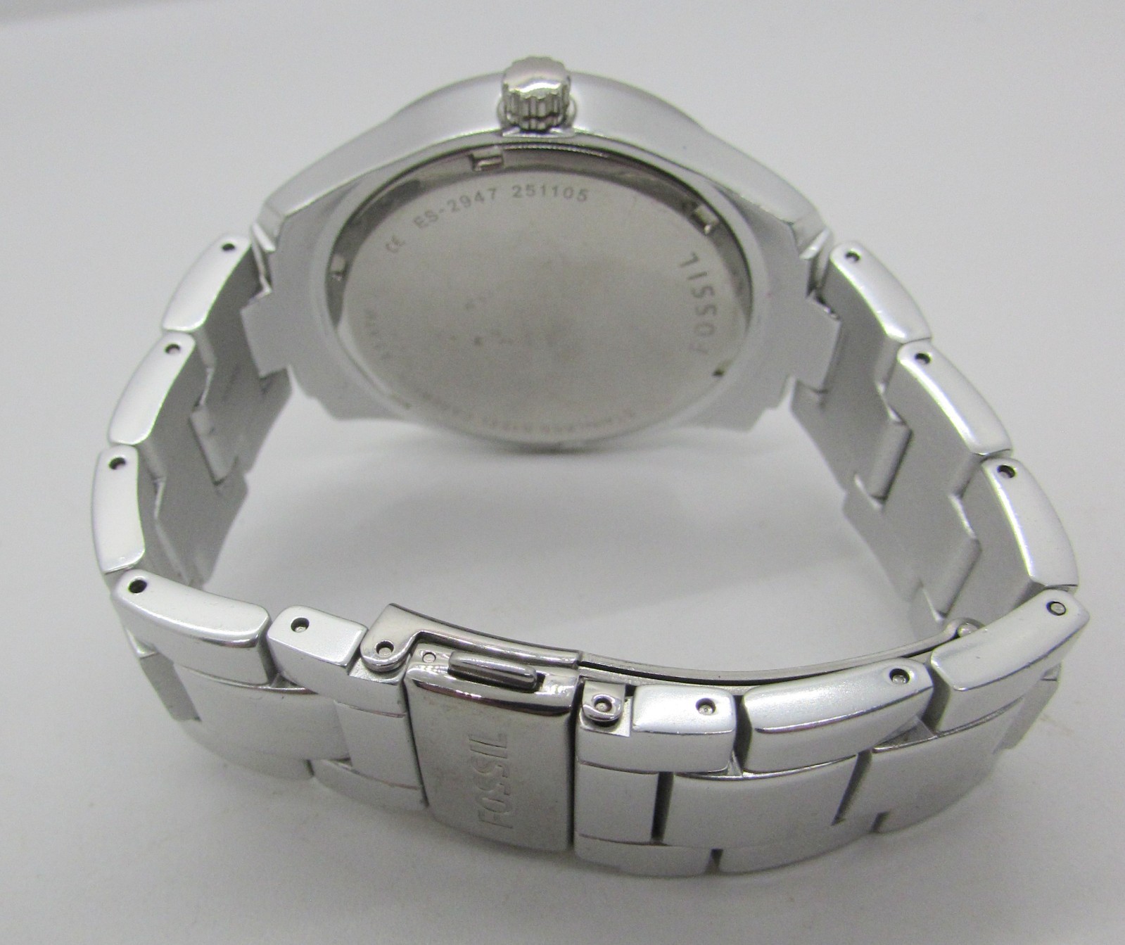 FOSSIL ES-2947 ALUMINUM WHITE CHRONOGRAPH QUARTZ 37MM WRIST WATCH