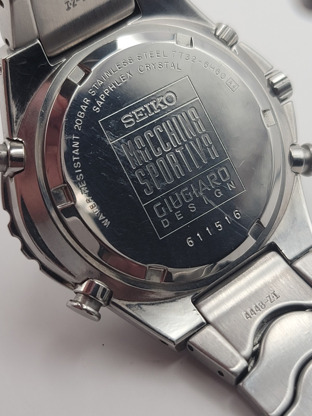 Vintage Seiko Macchina Sportiva Giugiaro Chronograph Green Panda Watch 7T32-6H60