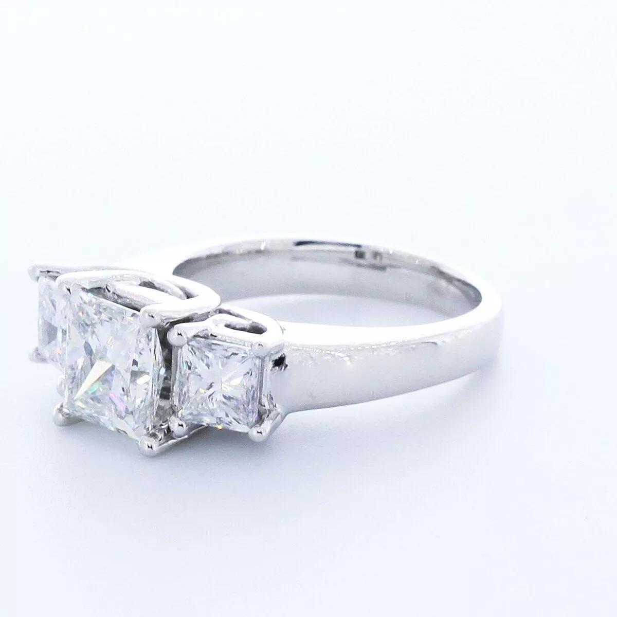 14K White Gold Engagement Ring Trellis 3.17 CT Princess Lab-Grown Diamond F SI1