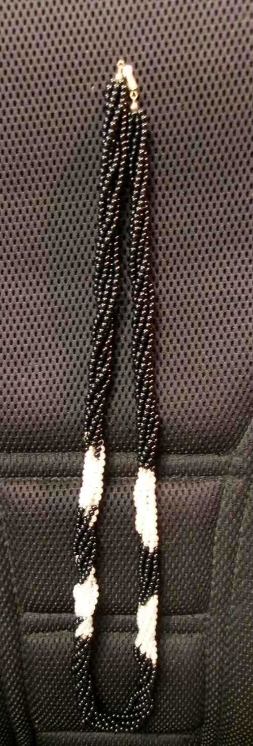 Black and White Multi-strand Necklace. 14 1/2 in. long.