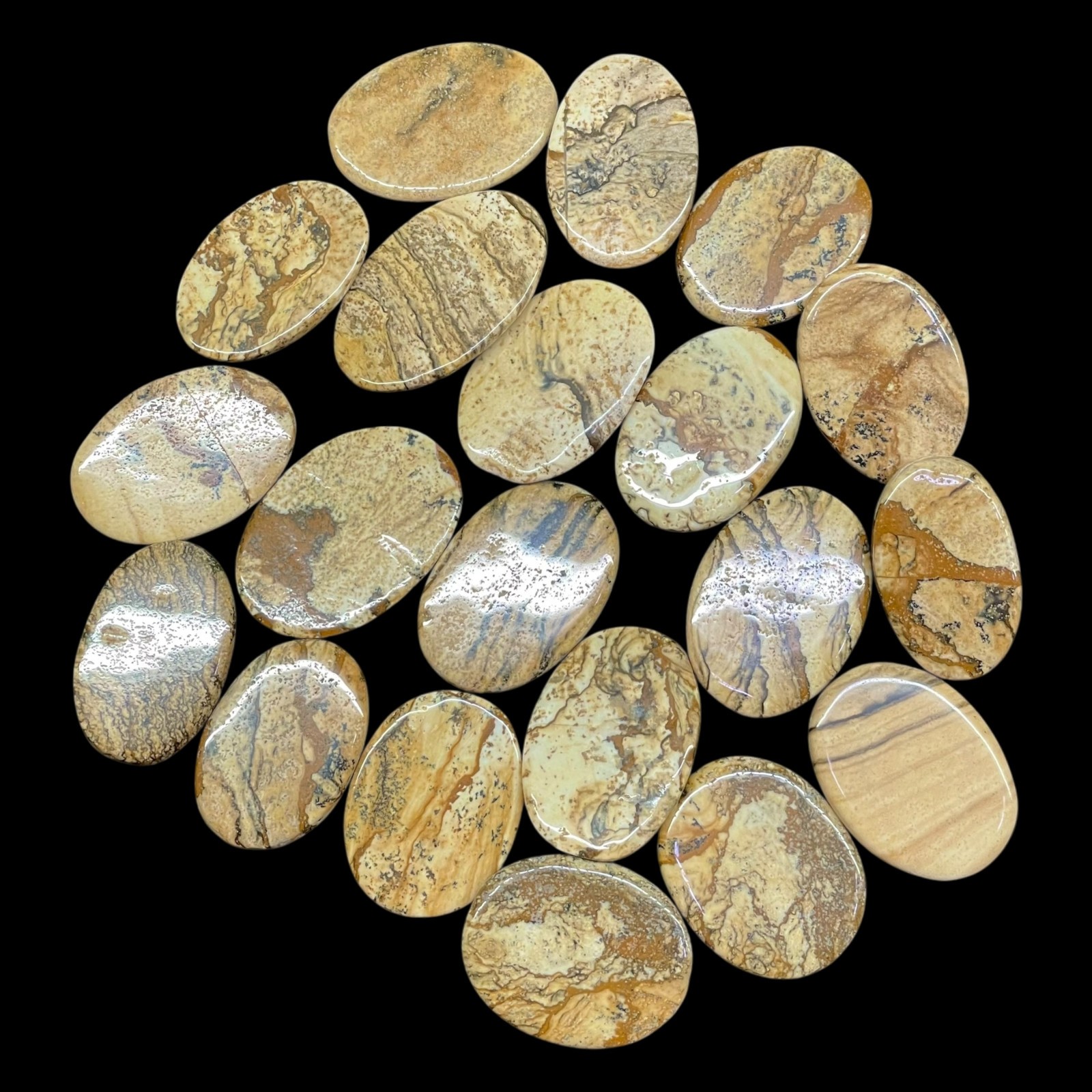 20 Pcs Natural Picture Jasper Cabochon Lot 25-29mm Loose Untreated Gemstones