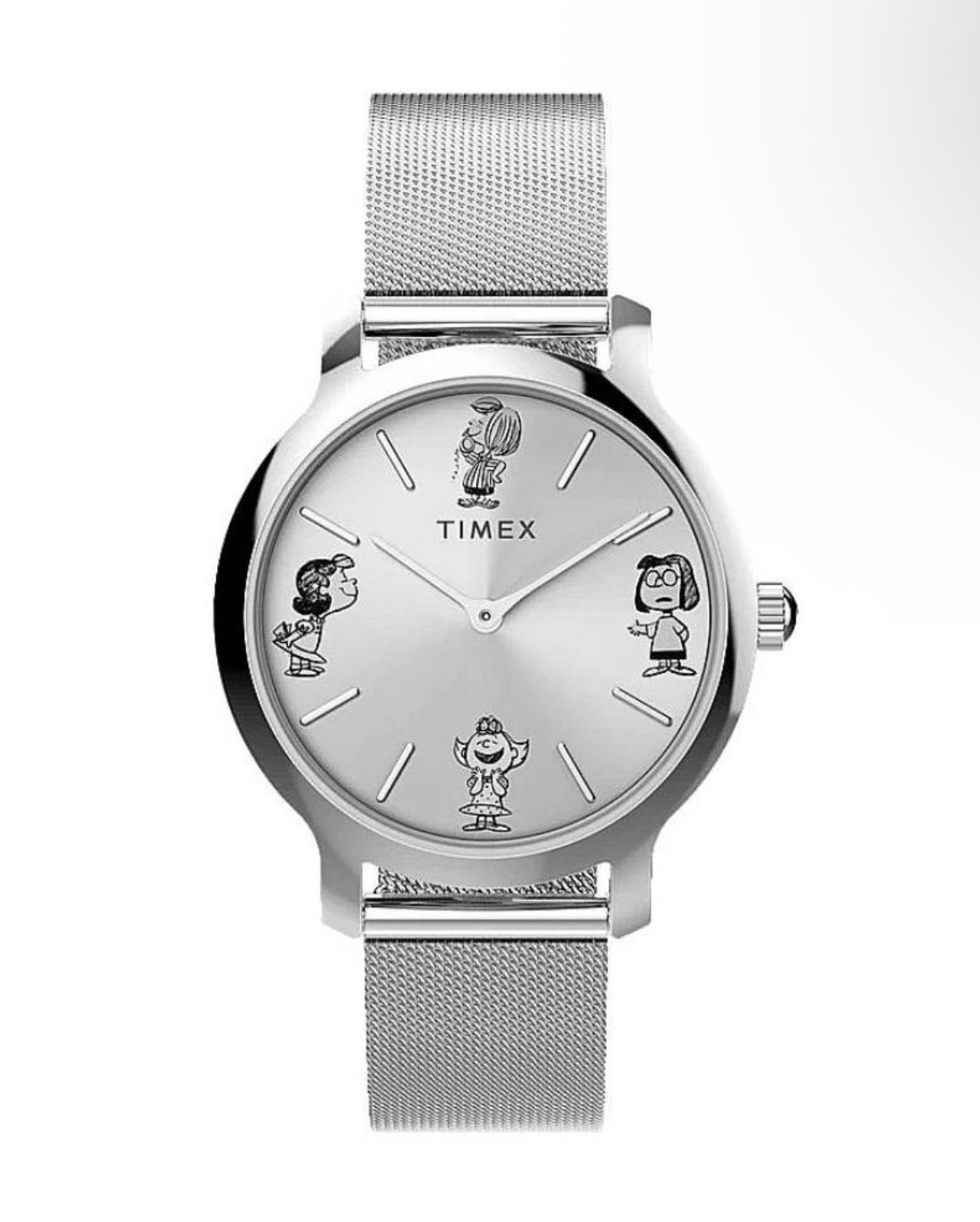 New! Genuine TIMEX Ladies PEANUTS Stainless Steel Mesh Band Watch Nice!