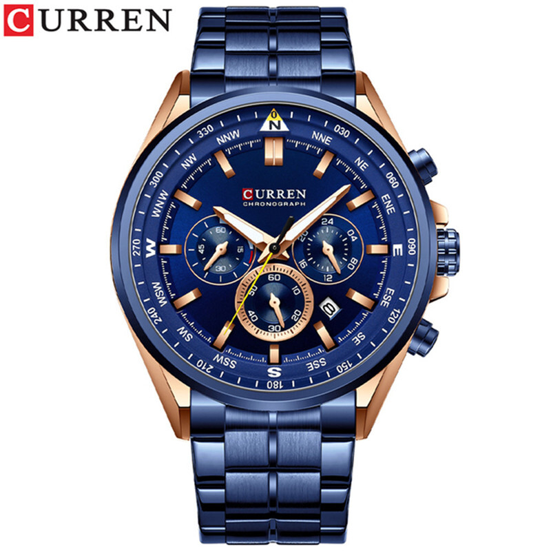CURREN Men’s Quartz Business Watch Stainless Steel 3-Eyes Calendar Wristwatch