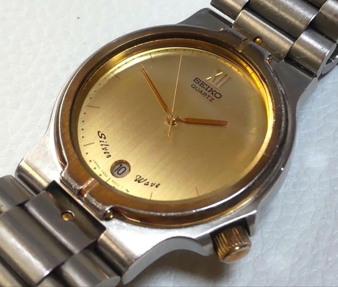 Seiko Silver Wave Quartz Wristwatch Mens 35mm 7432-6010 Wrist 16cm/6.3in