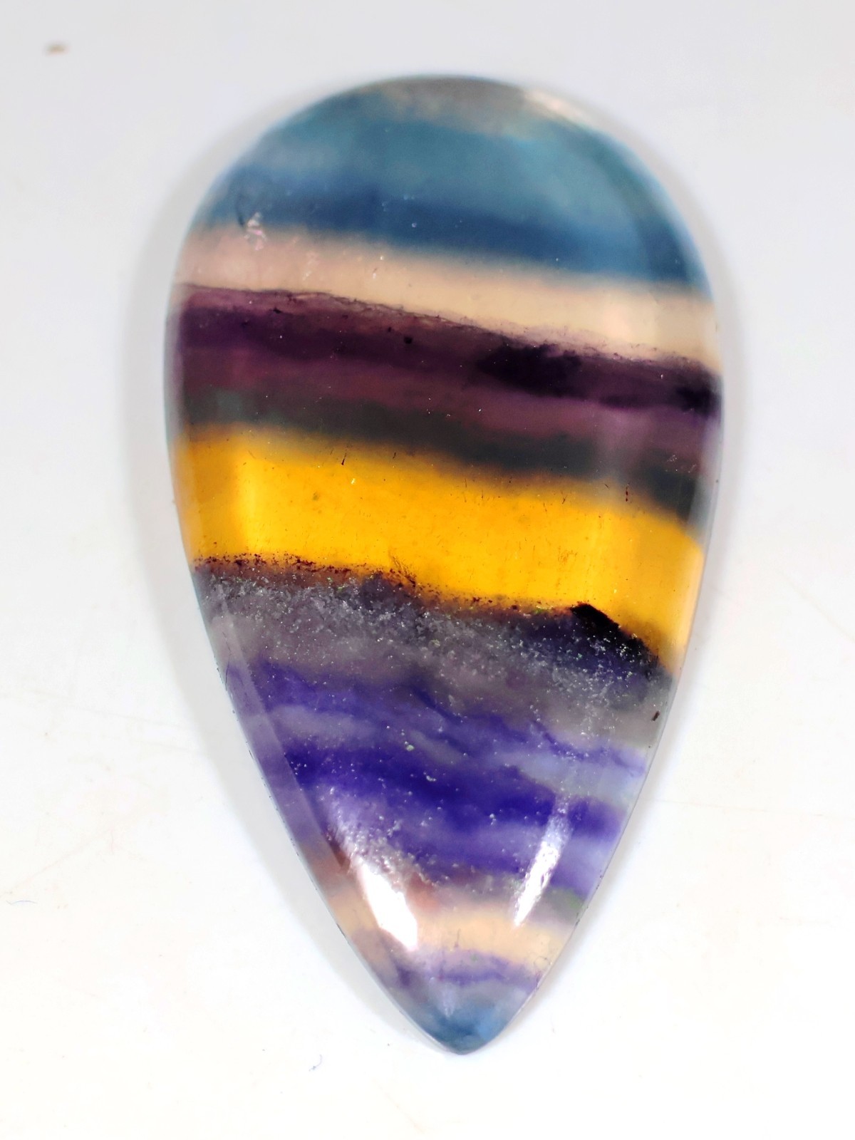 37 Crt 5X20X37 mm Natural Multi Purple Fluorite Pear Cabochon Gemstone KC-161