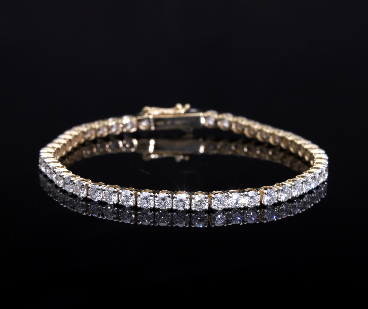 2-10 Ct VS Round Lab Grown Diamond Tennis Bracelet 7″ 14k Solid Gold (D-E Color)
