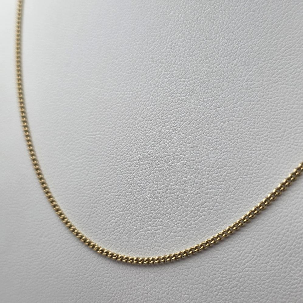 18″ 14K Yellow Gold 1.3mm Curb Link Chain Necklace w Spring Ring Clasp 1963PR