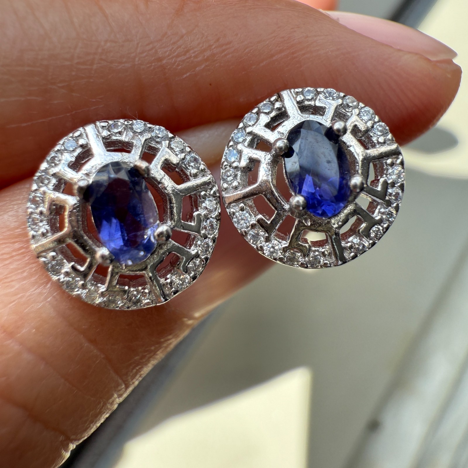 925 Sterling Silver Earrings 5x3mm Natural London Blue Topaz Gemstone Zircon New
