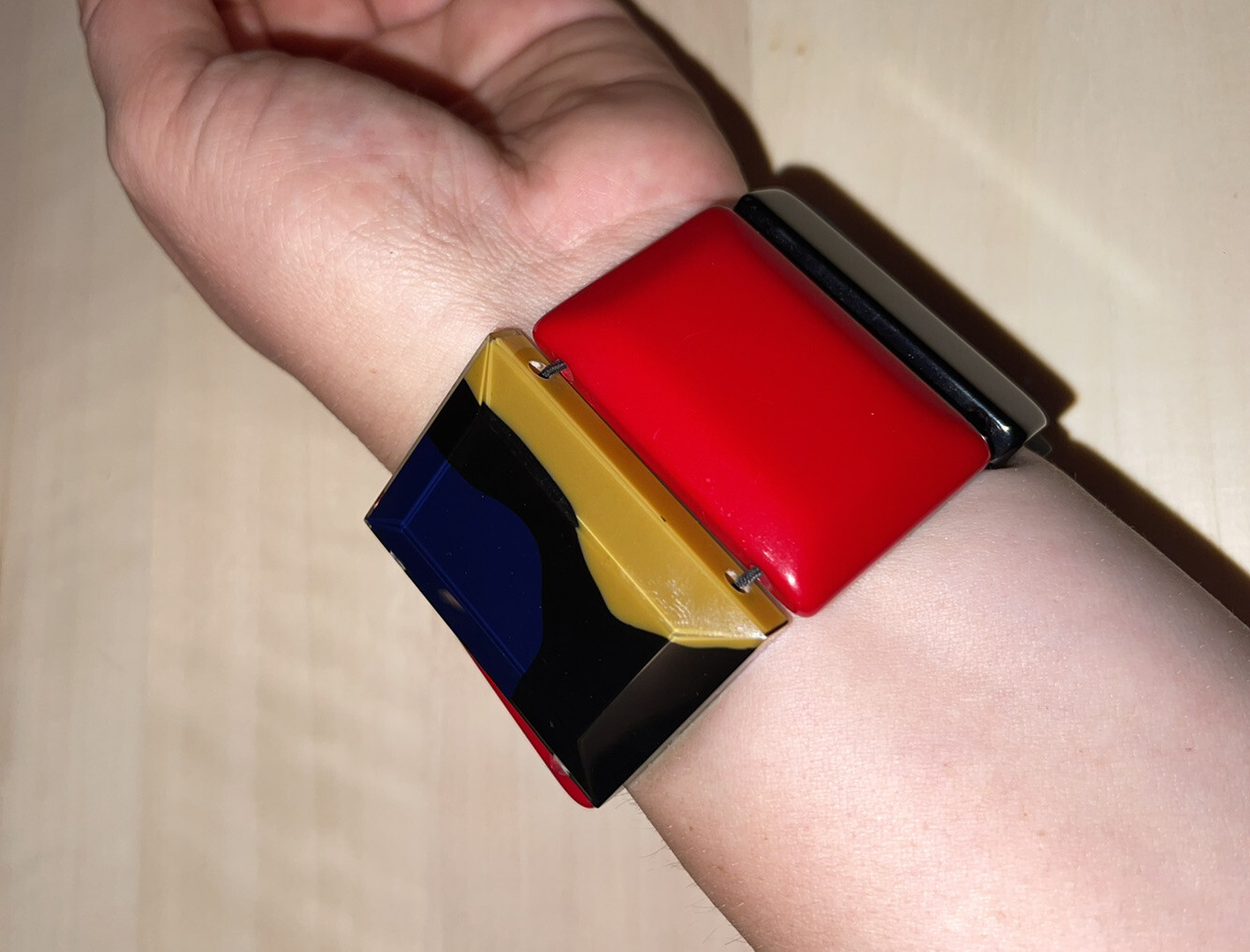 Authentic MARNI Resin Bracelet Stretchable Black/multicolour