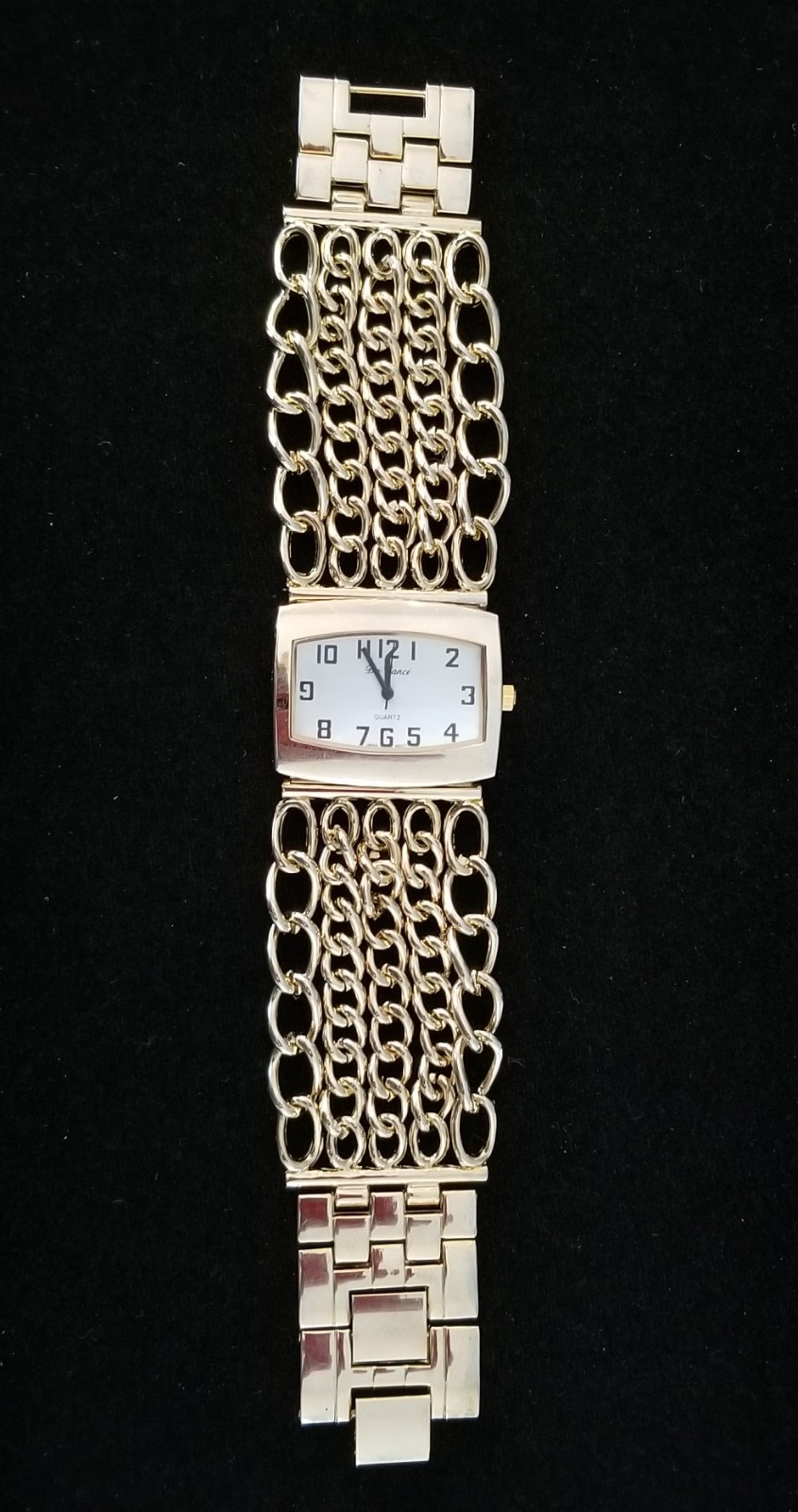 Da Vanci Gold Tone Watch 5 Chain Band 7.75″ New Battery
