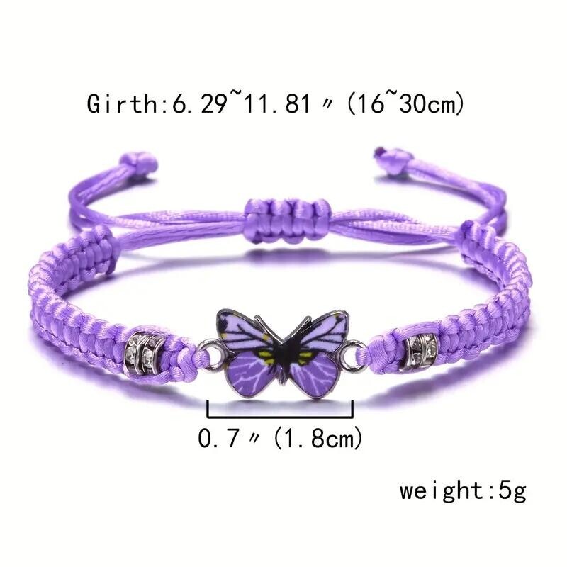 Fashion Women Bllack Classic Braided Flat Knot Butterfly Strap Bracelet Rope New