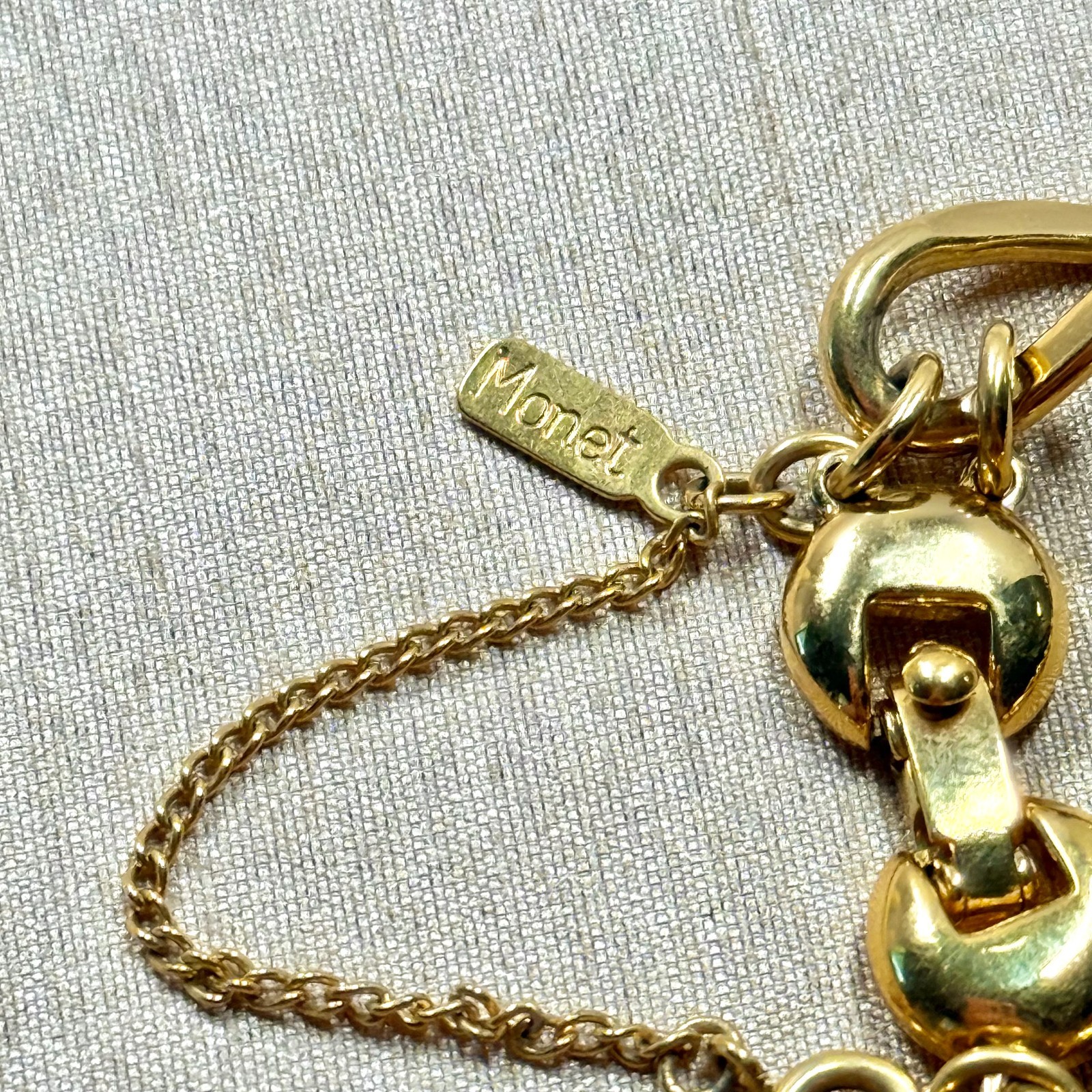 Monet Gold Plated Bracelet with Safety Chain, Classic Statement Piece – 7.5 in