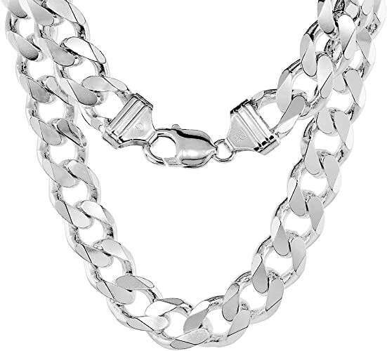 Sterling Silver Thick 9-17 mm Curb Link Bracelets Nickel Free Italy 7-10 inches