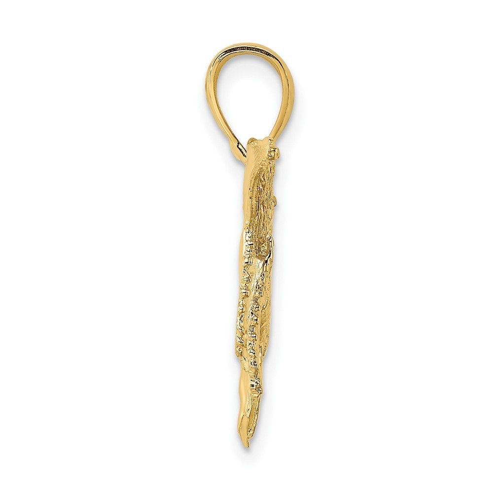 10K Yellow Gold 2-D Textured Whale Charm Pendant L-13.7 mm, W-18.35 mm